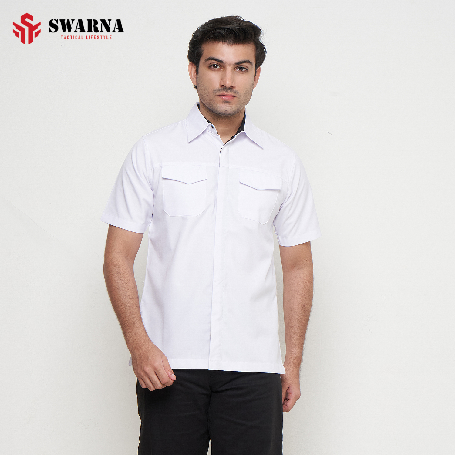 VANQUISH SHIRT SHORT WHITE BLACK M